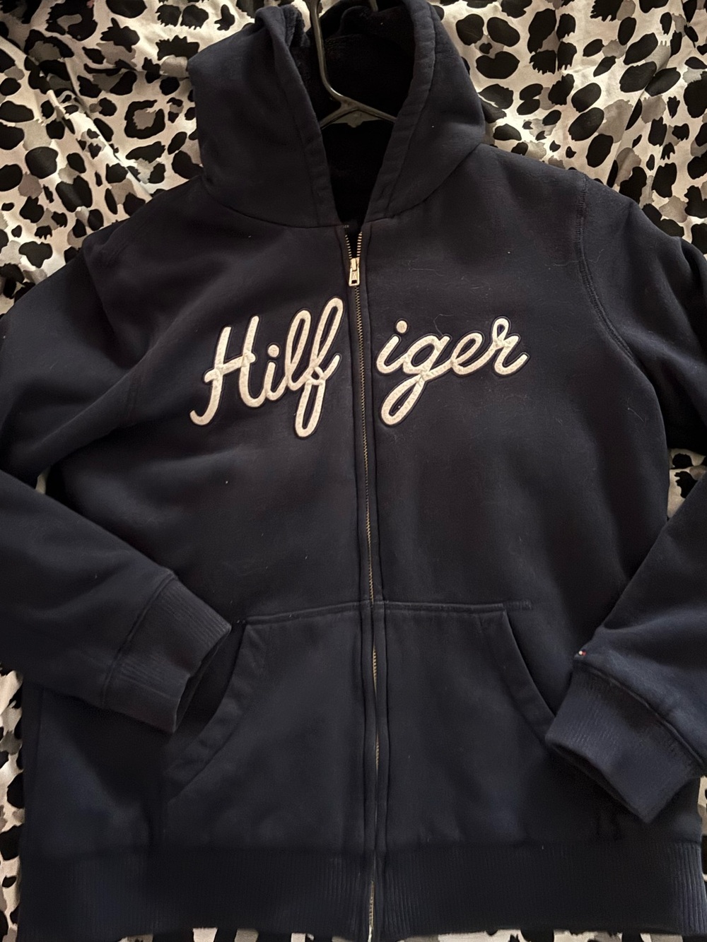 Tommy Hilfiger Navy Full-Zip Hoodie with Script Logo